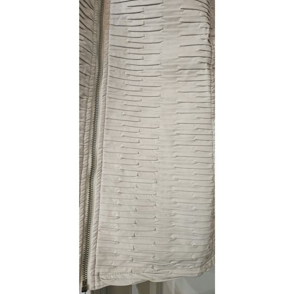 Dennis Basso Womens 20W Faux Leather Moto Jacket White Textured Full Zip - Picture 4 of 10